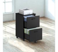 FURNOLD 2 Drawer Portable Rolling Filing Cabinet Black