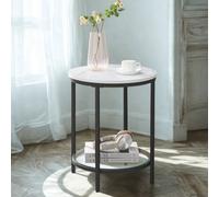 FURNOLD 2 Tier Round Faux Marble Accent Coffee Side Table