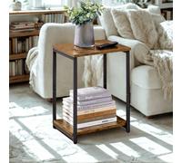 FURNOLD 2 Tier Side End Table With Steel Frame Black