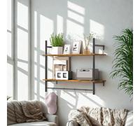 FURNOLD 2 Tier Wall Mounted Floating Shelf With Hanging Rail And Hooks