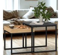 FURNOLD 2Pc Square Nesting Coffee Tables Living Room Furniture
