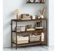 FURNOLD 3 Tier Console Table For Entryway Hallway Rustic Brown