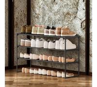 FURNOLD 3 Tier Metal Shoe Rack With Open Shelves Black