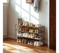 FURNOLD 3 Tier Metal Shoe Rack With Open Shelves Walnut