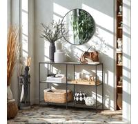 FURNOLD 3 Tier Tempered Glass Console Table For Hallway Black