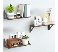 FURNOLD 3Pc Industrial Wall Mounted Reversible Floating Shelves Rustic