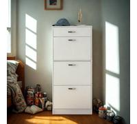 FURNOLD 4 Drawer Hallway Shoe Storage Cabinet With Shelf White
