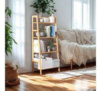 FURNOLD 4 Tier Bamboo Freestanding Ladder Bookcase Shelf