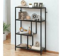 FURNOLD 4 Tier Bookcase Display Stand With Storage Shelves Charcoal