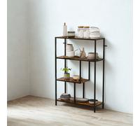 FURNOLD 4 Tier Bookcase Display Stand With Storage Shelves Rustic