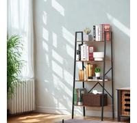 FURNOLD 4 Tier Freestanding Ladder Shelf For Living Room Storage Rustic
