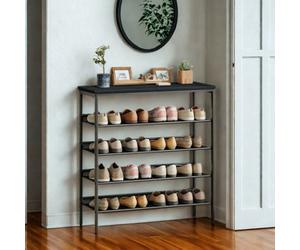 FURNOLD 4-Tier Hallway Shoe Rack Storage With Fabric Shelves