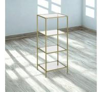 FURNOLD 4 Tier Tempered Glass Storage Shelving Unit Gold