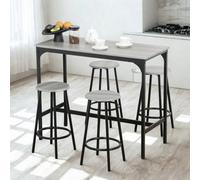 FURNOLD 5-Piece Dining Table And Stool Set Kitchen Living Room Industrial Grey