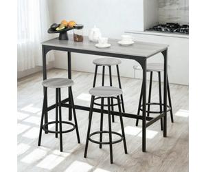 FURNOLD 5-Piece Dining Table And Stool Set Kitchen Living Room Industrial Grey