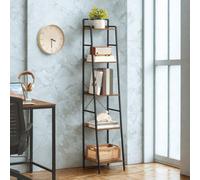 FURNOLD 5 Tier Freestanding Bookcase Ladder Shelf Rustic Brown