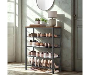 FURNOLD 5 Tier Industrial Shoe Rack Hallway Storage Organiser