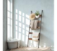 FURNOLD 5-Tier Towel Blanket Ladder Shelf Rack With Hooks