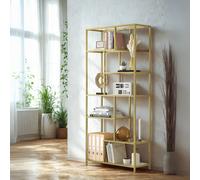 FURNOLD 6 Tier Tempered Glass Shelving Unit Gold