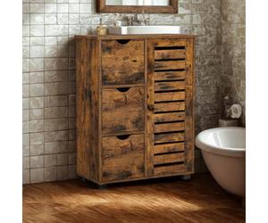 FURNOLD Bathroom Storage Cupboard Floor Cabinet With 3 Drawers