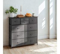 FURNOLD Industrial 10 Drawer Chest Storage Unit Black