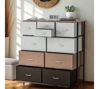 FURNOLD Industrial 10 Drawer Chest Storage Unit Brown