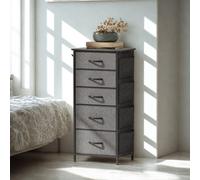 FURNOLD Industrial 4 Fabric Drawer Chest Storage Unit Rustic