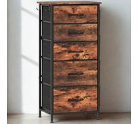 FURNOLD Industrial 5 Fabric Drawer Chest Storage Unit Rustic
