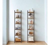 FURNOLD Industrial 6 Tier Tall Narrow Bookcase Shelves Rustic Brown