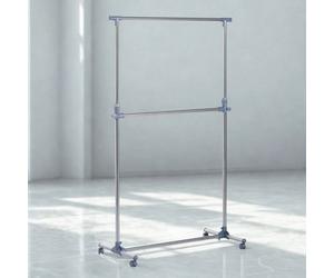 FURNOLD Industrial Heavy Duty Adjustable Garment Rail On Wheels