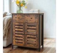 FURNOLD Industrial Multipurpose Floor Sideboard Buffet Cabinet With Drawers Rustic Brown