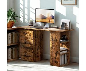 FURNOLD Industrial Rustic 120Cm Computer Desk With 3 Drawers And Shelves