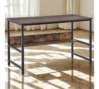 FURNOLD Industrial Rustic 2 Tier Computer Desk With Storage Shelf
