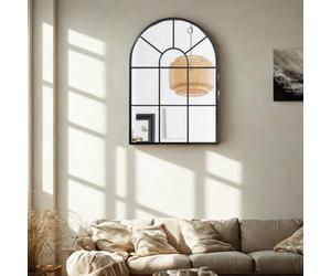 FURNOLD Large Arched Metal Wall Mirror For Bedroom Living Room