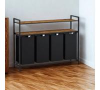 FURNOLD Large Wide Industrial 4 Compartment Laundry Basket With Shelves