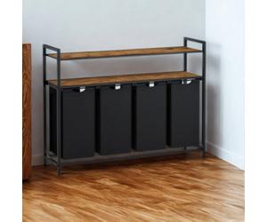 FURNOLD Large Wide Industrial 4 Compartment Laundry Basket With Shelves