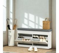 FURNOLD Modern Shoe Storage Bench With Cushioned Seat And Storage Drawers