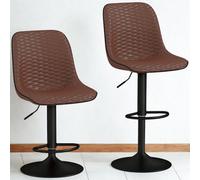 FURNOLD Set Of 2 Faux Leather Bar Stools With Footrest