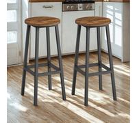 FURNOLD Set Of 2 Kitchen Counter Height Breakfast Bar Stools Brown