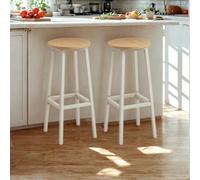 FURNOLD Set Of 2 Kitchen Counter Height Breakfast Bar Stools Oak