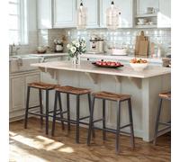 FURNOLD Set Of 2 Kitchen Counter Height Breakfast Bar Stools With Footrest Brown