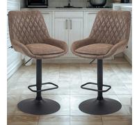 FURNOLD Set Of 2 Modern Faux Leather Bar Stools With Footrest