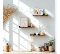 FURNOLD Set Of 3 Wall Mounted Shelves Industrial Rustic Brown