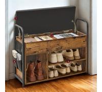 FURNOLD Shoe Storage Bench With Cushioned Seat And Open Shelves