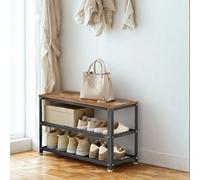 FURNOLD Shoe Storage Rack Bench With Open Shelves