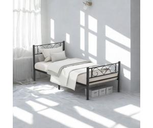 FURNOLD Single Metal Bed Frame With Headboard Black