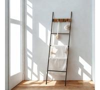 FURNOLD Towel Blanket Ladder Shelf Rack With Hooks