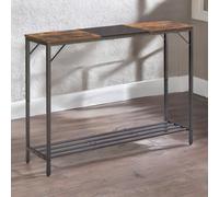FURNOS 2-Tier Industrial Rustic Console Table With Metal Frame in Brown FURNOS Brown