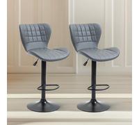 FURNOS 2PC Height Adjustable 360 Swivel Barstools Set With Backrest Grey & White in Dark Grey FURNOS Dark Grey