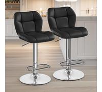 FURNOS 2PC Height Adjustable 360 Swivel Barstools Set With Backrest in Black FURNOS Black
